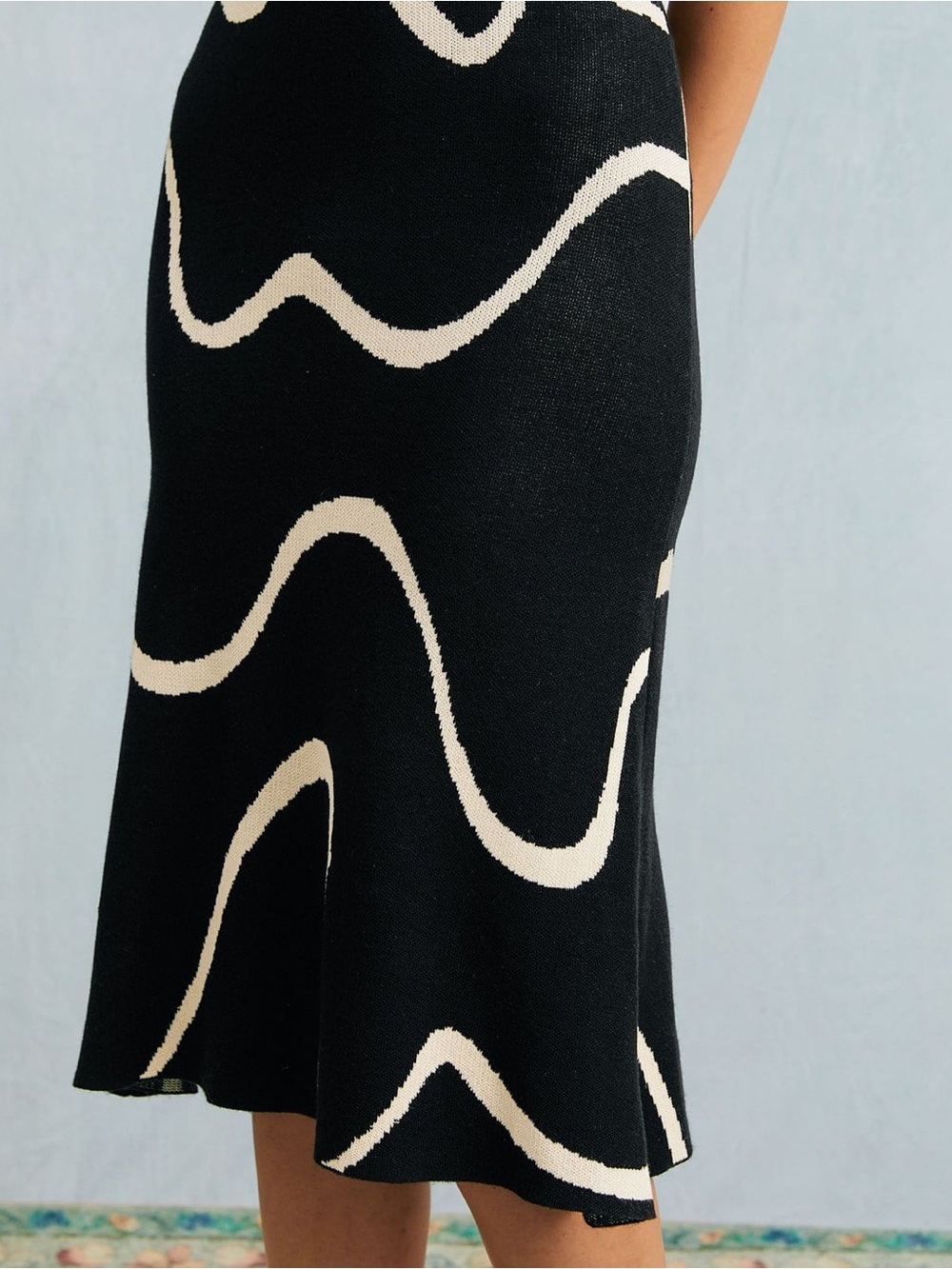 The Black Wave Mermaid Hem Knit Midi Dress - Picture 2 of 4